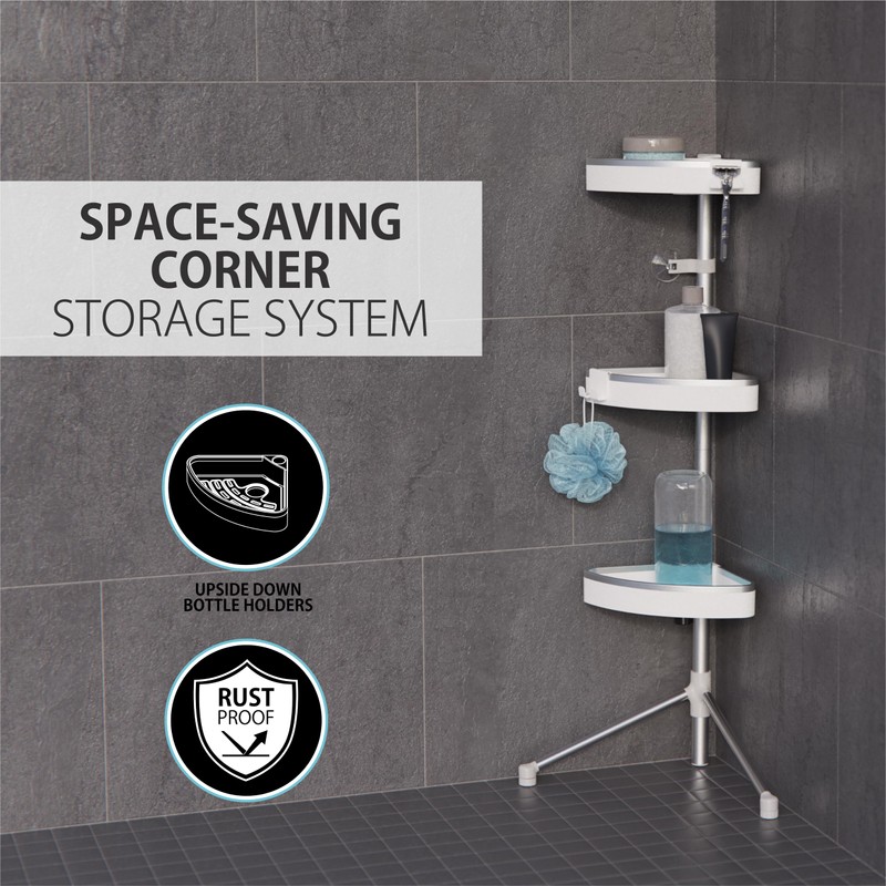 Better Living HiRise 3 Standing Shower Caddy, Adjustable 3 Large