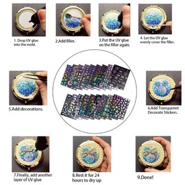 iSuperb 25 Sheets Creative Resin Stickers Epoxy Resin Mould Fillers Material Crystal Resin Stickers for DIY Jewellery Scrapbooking Crafts (18 Designs)