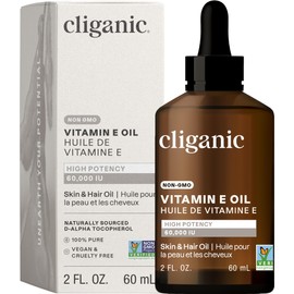 Cliganic Cliganic 100% Pure Vitamin E Oil for Skin, Hair & Face - 60,000 IU, Non-GMO Verified | Natural D-Alpha Tocopherol (Packaging May Vary)
