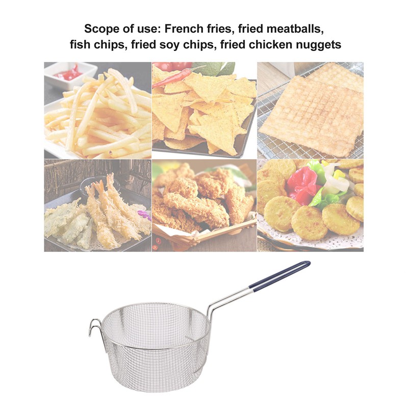 Frying Basket Stainless Steel Long Handle Reusable Rust Resistant Fry