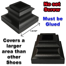 1/2" Stair Iron Baluster Swap Flat Shoes (25-Pack) Railing Stair Parts for Square Metal Scroll Basket Twist Knuckle Spindles NO Set Screw (Real Satin Black NOT Matte)
