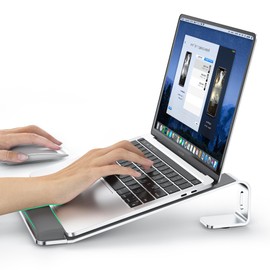 LOXP Laptop Stand for Desk, Laptop Stand with Wrist Support, Ergonomic Detachable Laptop Riser, Mount, Riser Holder Notebook Stand for MacBook Air Pro, HP, Dell, XPS, HP (10-17") Laptops - Silver