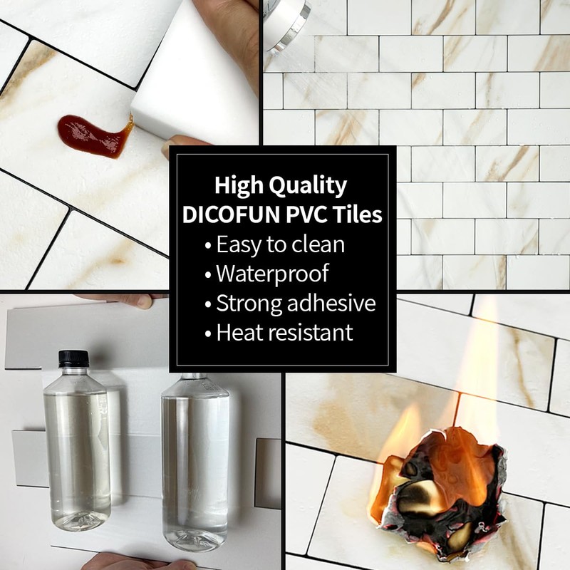 DICOFUN 1 Sheet Calacatta Gold Peel and Stick Backsplash Wall