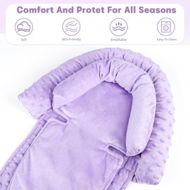 Infant Car Seat Insert, HNHUAMING Baby Car Seat Head & Body Support with 2 Strap Pads, Ultra Soft Newborn Preemie Carseat Insert Cushion for Girls Boys, Fits Car Seat, Stroller, Swing, Bouncer, Purple