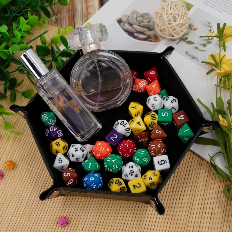 SIQUK 2-Piece Dice Tray - PU Leather Folding Hexagon Dice