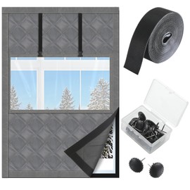 Beeveer 26 x 38 Inch Visible Thermal Window Insulation Kit for Winter Reusable Oxford Cloth Cotton Layer Thermal Window Cover for Winterizing Thicken Warm Winter Waterproof Attic Insulation Cover