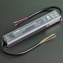 Alinana LED Transformer 12 V 60 W, IP67 Waterproof Transformer 230 V to 12 V, 12 V Power Supply 60 W for LED Strip Lamps, Transformer 12 V 0-5 A