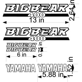 1999-2012 Big Bear 4x4 400 Yamaha Big Bear 400 Clean Remix Emblem Sticker Graphic Set Kit 4x4