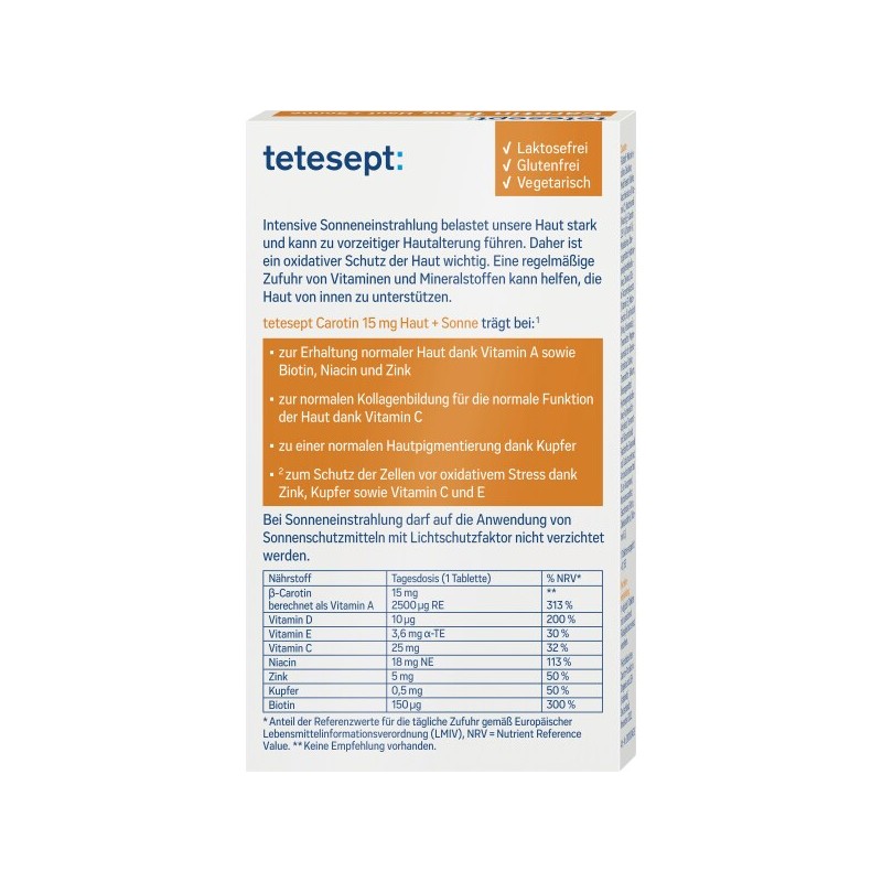 테테셉트 카로틴 (30 정) 15.3g Tetesept Carotin (30 Tablets) 15.3g