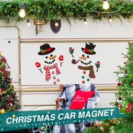 2 Sets Christmas Garage Door Magnets Decorations Snowman Garage Door Magnetic Refrigerator Cute Face Funny Magnets Stickers for Xmas Holiday Car Outdoor Decors