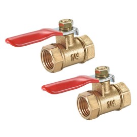 sourcing map Brass Air Ball Valve Shut-Off Switch 1/4 Inch NPT Female Thread to Female Thread Pipe Coupling Pack of 2