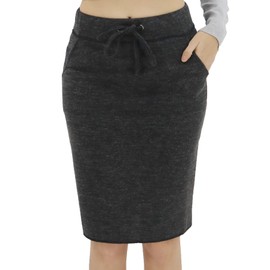 BENANCY Women's High Waist Stretch Pencil Skirt with Pockets Black XL