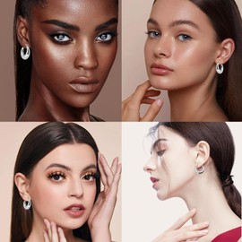 Surplex Chunky Hoop Earrings For Women, Lightweight Teardrop Earrings, Thick Plated Earrings, Hypoallergenic Earrings Jewellery Gift for Women Girls