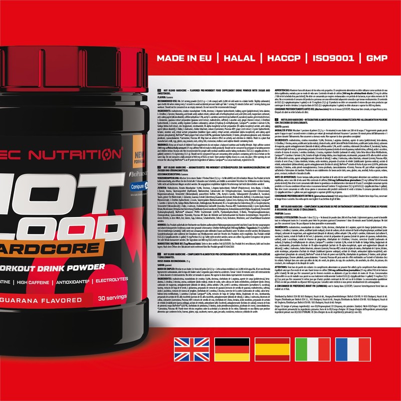 Scitec Nutrition Hot Blood Hardcore Pre-Workout Beverage Powder with Amino