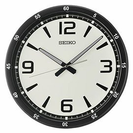 Seiko QXA809JLH Heritage Design Sport Watch Style Non Ticking Wall Clock, Black, 13.75 Inch