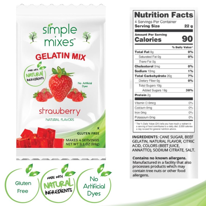 Simple Mixes Natural Gelatin Variety Pack, 3 Each: Strawberry &