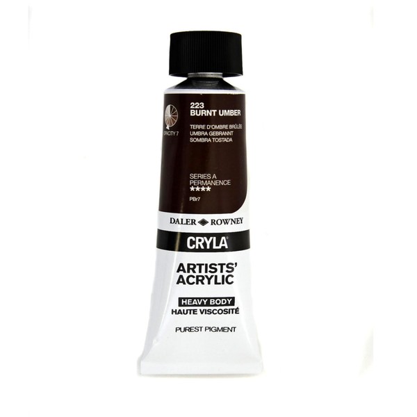 Daler-Rowney Cryla Acrylic 250 ml Burnt Umber, Professional Artists