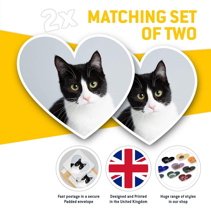 2 x Heart Stickers 15 cm - Black & White