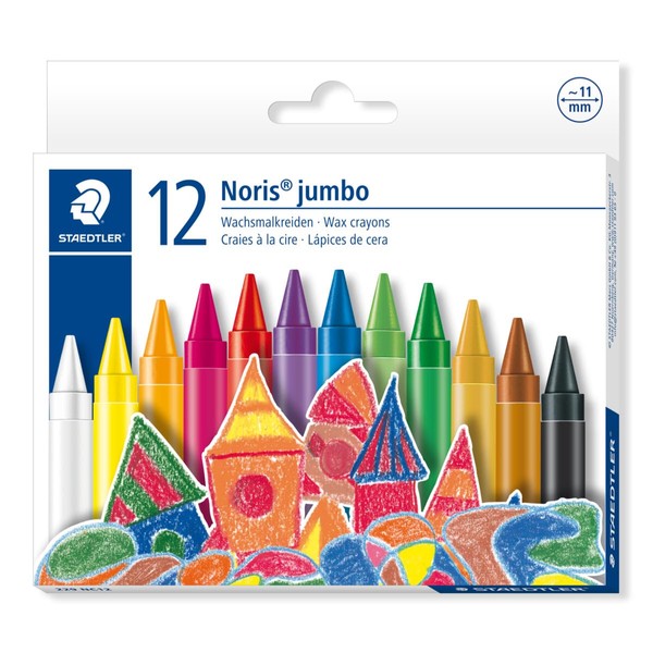 STAEDTLER 229 NC12 Noris Jumbo Wax Crayons 11mm - Assorted Colours (Pack of 12)