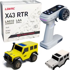 LDARC 1:43 Scale Mini RC Crawler RTR RC Rock Truck 4x4 2.4GHZ Hobby Grade Remote Control Car Model Vehicle RC Buggy, Comes with a DIY Replaceable Body Shell(Lemon Yellow)