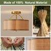 Joyartic 13" Rattan Semi Flush Mount Ceiling Light 3-Light Boho