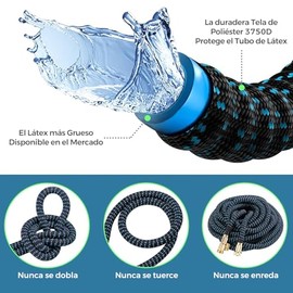 LUMEZING Manguera de Jardín Expandible de 75FT/19M - Manguera Flexible con 10 Patrones de Riego, Resistente Látex de 5 Capas, Tela Extrafuerte 3750D, Conectores de Latón, Manguera de Agua Ligera