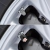 Cherry Blossom Floral Tire Valve Stem Caps, Aluminum Black Stem