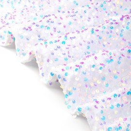 Partisout Iridescent White Fabric by The Yard Velvet Fabric Sequin Fabric Fabric for Sewing Clothes 1 Yard Wedding Dress Evening Gown Skirt DIY Linen Fabric Shimmer Mermaid Fabric Paint