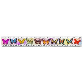 Colorful Butterflies Butterfly Design 12 Inch Standard and Metric Plastic Ruler