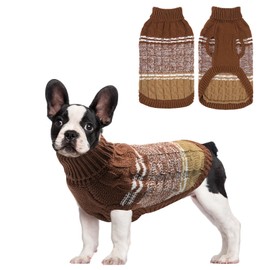 Mihachi Dog Sweaters for Small Dogs Girl Boy,Soft Warm Dogs Shirt, Cold Weather Dog Coat Turtleneck Knitted Pullover Dog Clothes Costume with Leash Hole for Large Cat Puppy Doggy Pet,Beige S