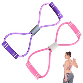 Oiieco Arm Figure 8 Resistance Band with Handle, 2 Pcs Saludea Resistance Band Set For Women Men, Yoga Fitness Pulling Rope 8 Word Elastic for Full Body Workouts Stretching Flexibility Muscle Training