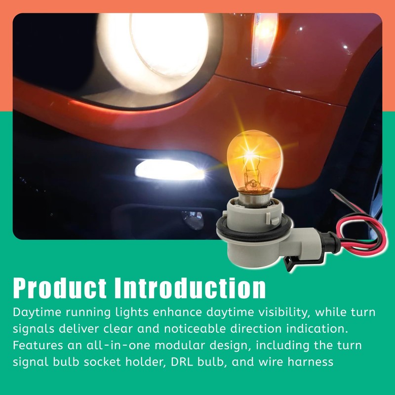 Memiuyelay 2Pcs DRL Daytime Running Light Turn Signal Lamp Bulb