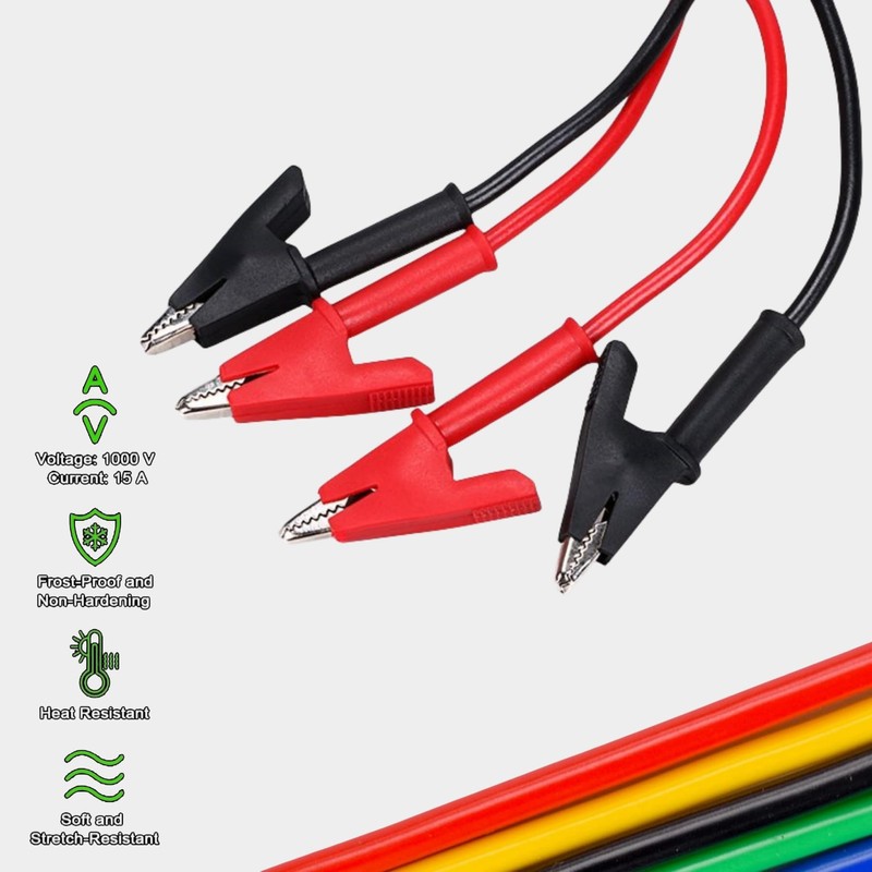 DOCOLL Dual Ended Crocodile Alligator Clips, 15A Test Lead Wire