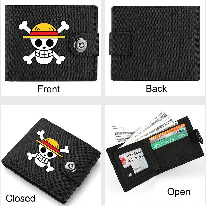 Zappazoso Anime Straw Hat Pirate Skull Bifold Canvas Wallet One