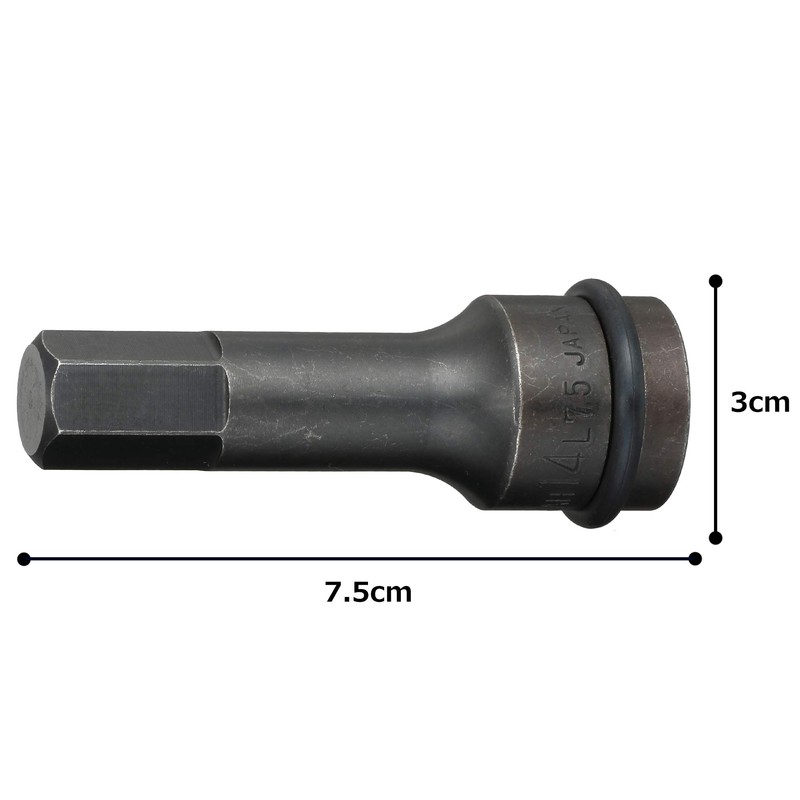 Tone 4AH-14L75 Semi-Long Hexagon Socket for Impacts, 0.5 inch (12.7