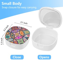 TIHYWR Retainer Case with Mirror & Ventilation Holes - Night Guard & Aligner Case, Colorful Mandala Design