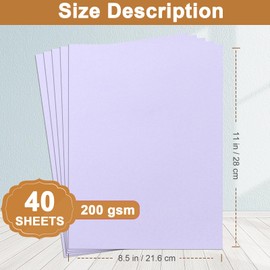 Silunkia 40 Sheets Purple Cardstock 8.5 x 11 Heavyweight Paper, 200gsm/75lb Premium Thick Card Stock Printer Paper for DIY Cards Making, Business Cards, Certificates Paper, Wedding Invitations