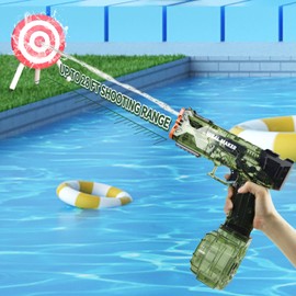 ENJOYS JOYFULLY Electric Water Gun for Adult & Kid,Automatic High Powered Pulse Shooter Squirt Guns with Simulated Recoil,IP67 Waterproof,Swimming Pool Outdoor Toy Game (Green)