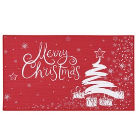 CAROMIO Merry Christmas Doormat Xmas Holiday Red Christmas Snowflake Welcome Mat for Home Decoration Non Slip Backing Doormat Outdoor Indoor Entrance Floor Mat 50x80cm
