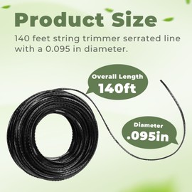 TOSRWGLL 0.095-Inch Trimmer Line Replacement for Husqvarna Weed Eater Cordless String Trimmer,Heavy Duty 095 String Trimmer Line Fits All Standard Weed Trimmer Heads (140 Ft)