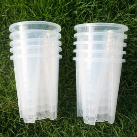 Clear Plastic Orchid Pot – 4" or 5" Diameter Air Column Flower Planter for Phalaenopsis, Breathable Root-Control with Drainage Holes (Random Size Surprise (10-Pack))