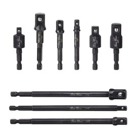Bates- Impact Socket Adapter Set, 9 pcs, Rotatable Socket Adapter, 1/2" 1/4" 3/8" 1/4" Hex Shank Impact Adapter Set, Impact Swivel Socket Set, Drill Socket Adapter, Impact Driver Socket Adapter