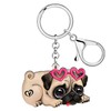 WEVENI Acrylic Valentines Day Heart Donuts Pug Dog Keychain Novelty