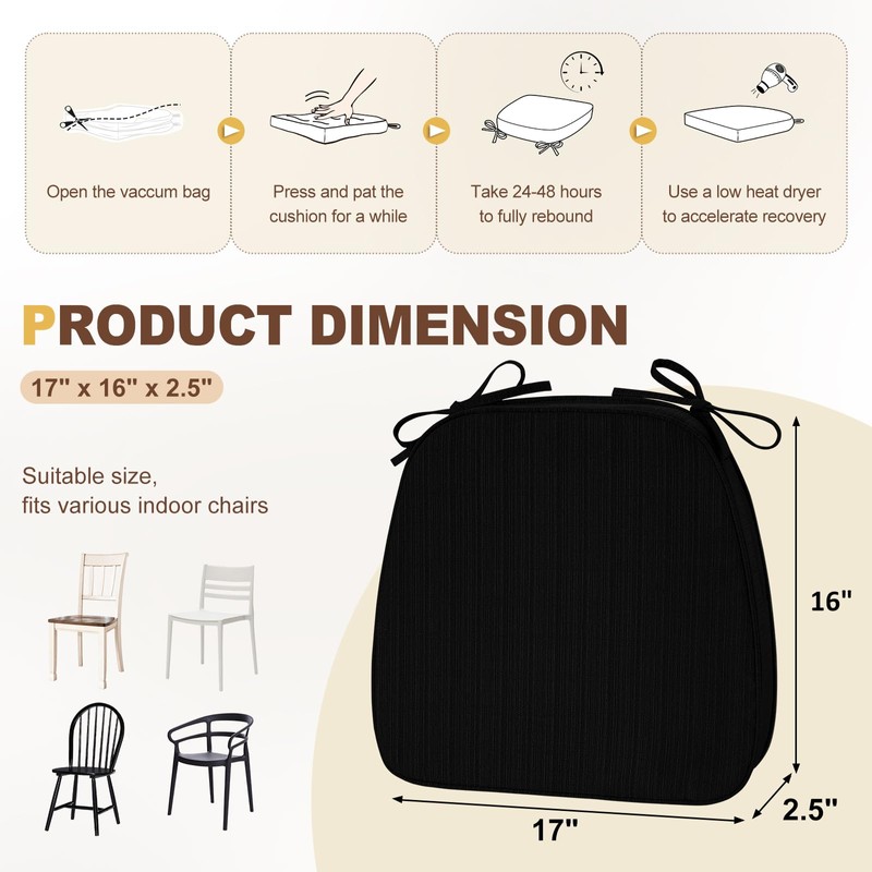 downluxe Chair Cushions for Dining Chairs, Waterproof Kitchen Chair Pads,