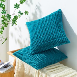 Topfinel Teal Cushion Covers 50cm x 50cm with Invisible Zip for Sofa or Bed Decor, Chain Corduroy Fabric for pillow 50x50, Soft Cushion Covers 2 Pack