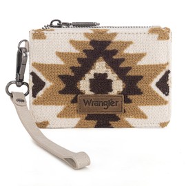 Montana West Wrangler Credit Card Holder Small Wallets for Women Slim Wristlet RFID Blolcking Keychain Wallet Western Aztec Card Cases & Money Organizer Beige