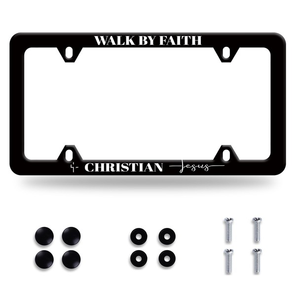 LOISTAVA Walk by Faith License Plate Frame Christian Jesus License