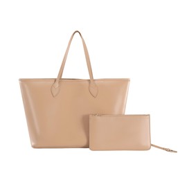 FLAIRFOLIO Tote Bag for Women Large Capacity High-End Fashion Shoulder Purse Handbags Work Laptop Travel Teacher Zip Pouch (Taupe)