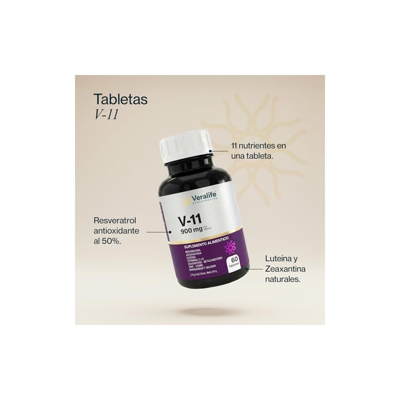 Veralife Suplemento Alimenticio Resveratrol Astaxantina Capsulas Gramo Nutricional Nanonutricion Multivitaminico