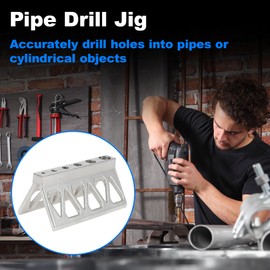TUCKBOLD Handheld Pipe Drill Jig for Pipes or Cylinder Pipe, Bridge Pipe Drilling Guide Block Triangle Window Cutouts, Handheld Drilling Guides Jig for Bit on Cylinder Centering Tool